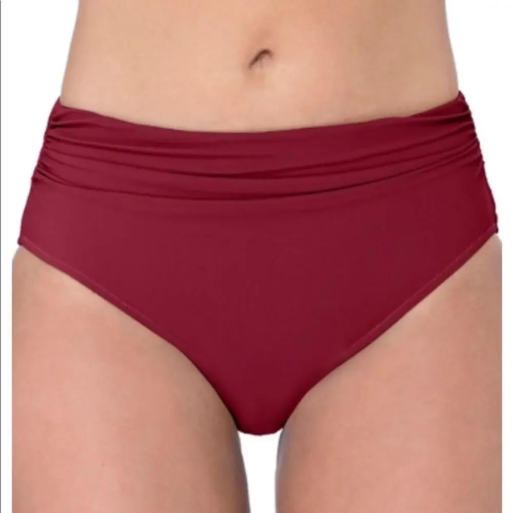 Profile by Gottex Women's Merlot Tutti Frutti Shirred Tankini Swim Bottoms sz 8